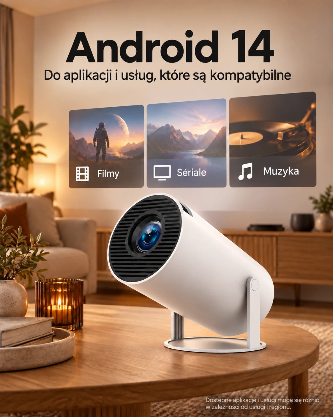 ProjektorLand Luma Compact – mini projektor 200 ANSI lumens, natywna rozdzielczość HD 720p, Android 14, Wi-Fi 6 i głośniki 5 W