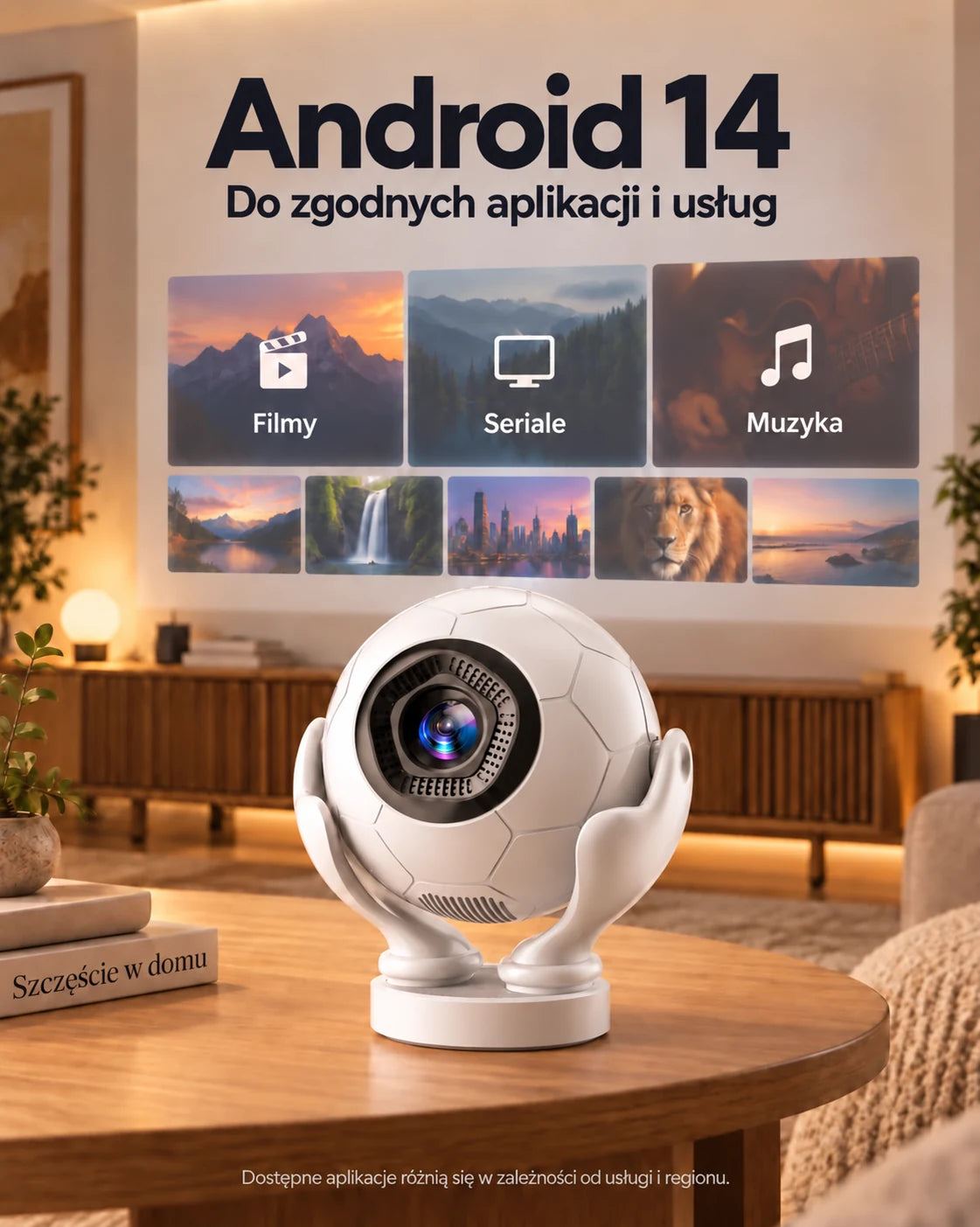 ProjektorLand Orbit Pro mini projektora – 500 ANSI lumens, natywny Full HD 1080p, elektroniczny fokus, Android 14 i Wi-Fi 6