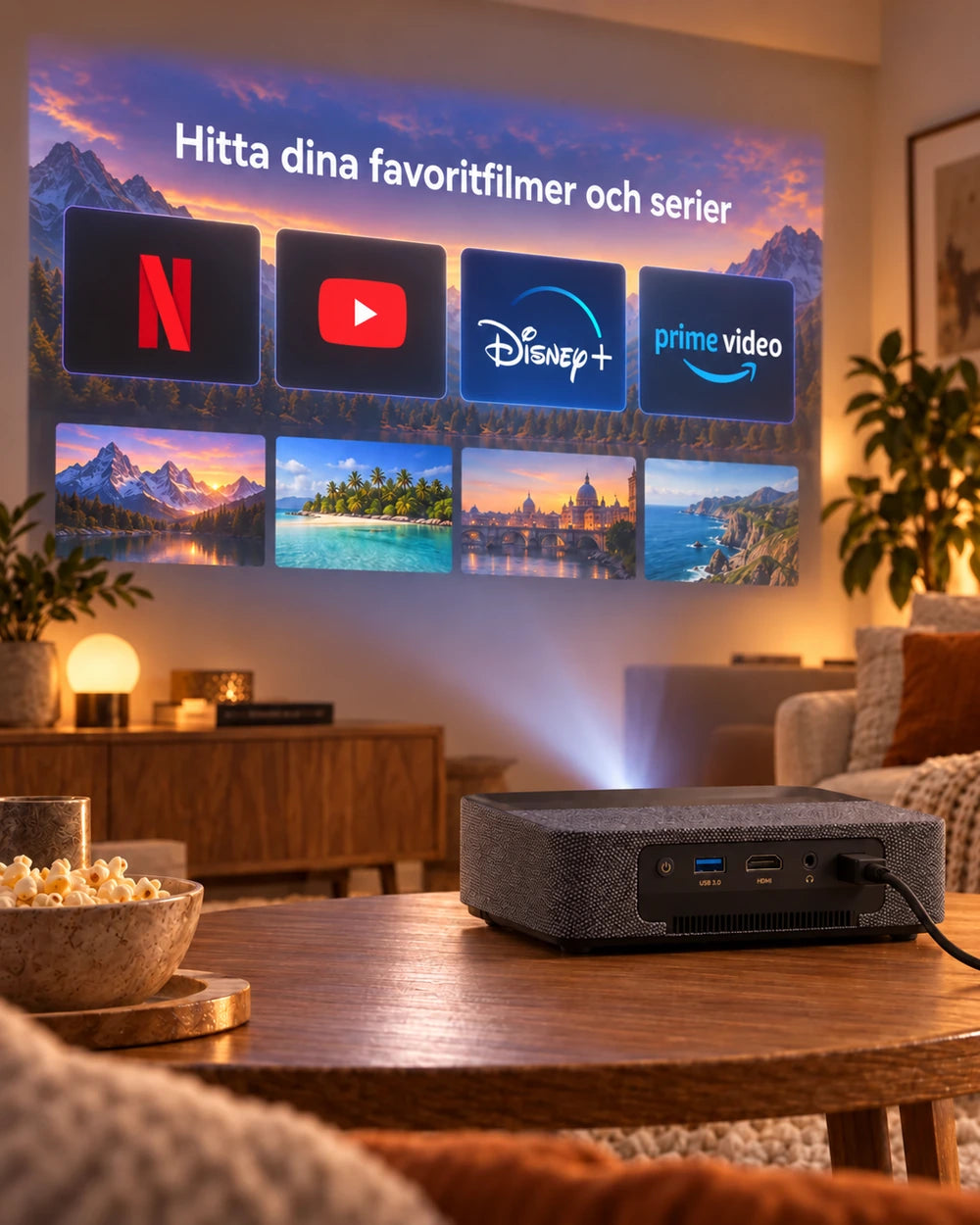 Projektorland Aura Laser – 4K UHD-kompatibel laserprojektor, 1100 ANSI-lumen, nativ Full HD