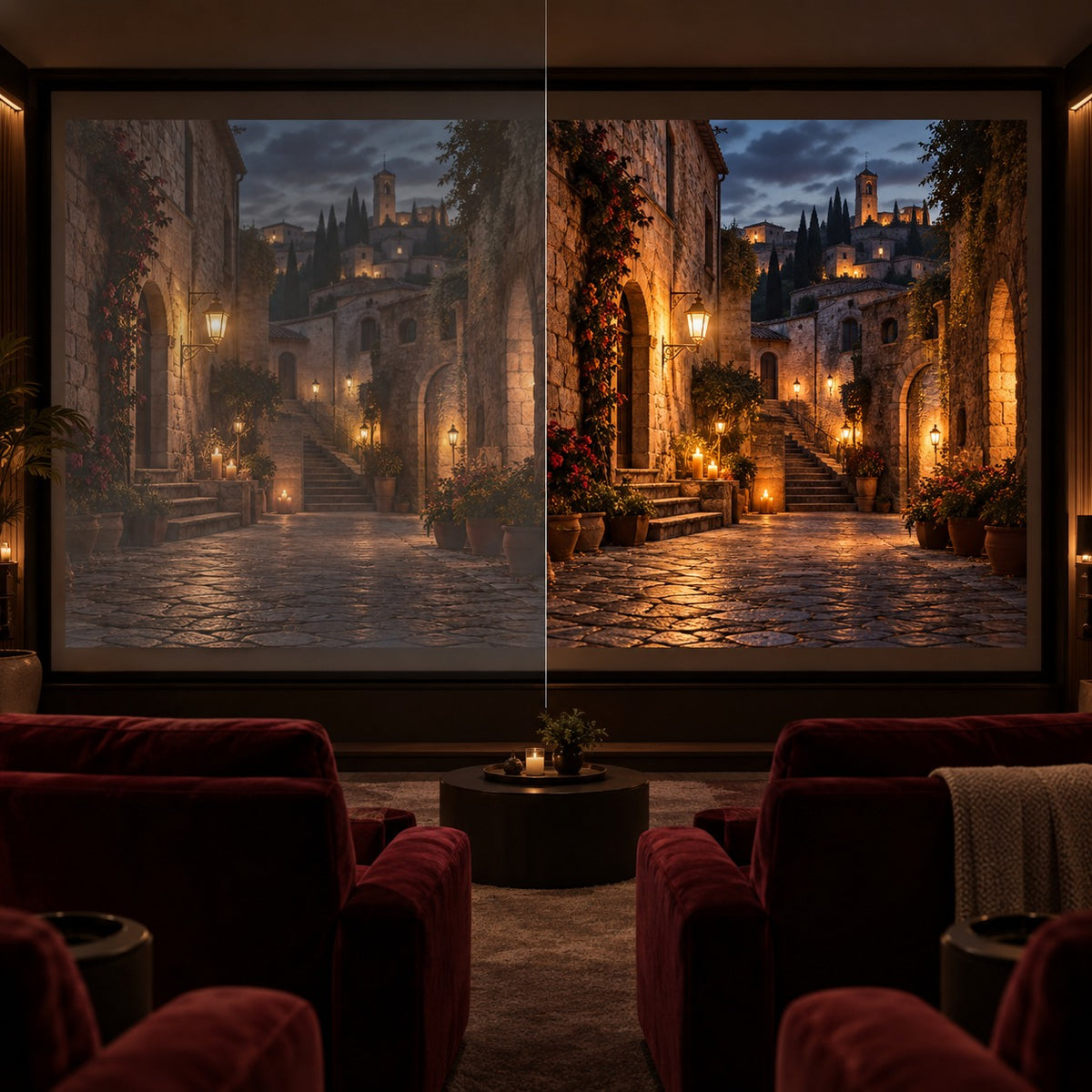 Projektor Projektorland Horizon Max – 600 ANSI-lumen, Full HD 1080p, autofokus, Android 14, Wi-Fi 6 og Bluetooth 5.4