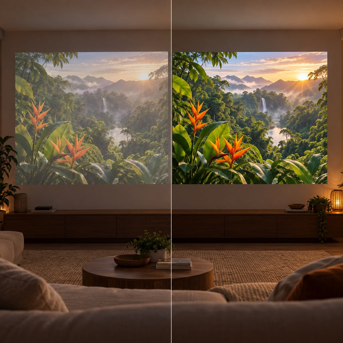 ProjektorLand Panorama-projektor – 900 ANSI lumen, oprindelig Full HD 1080p, Android TV 11, autofokus og 200° justerbar stativ