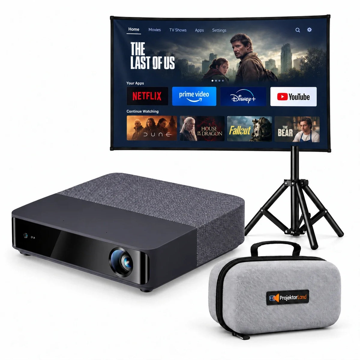 Projektorland Aura Laser – 4K UHD-kompatibel laserprojektor, 1100 ANSI-lumen, nativ Full HD