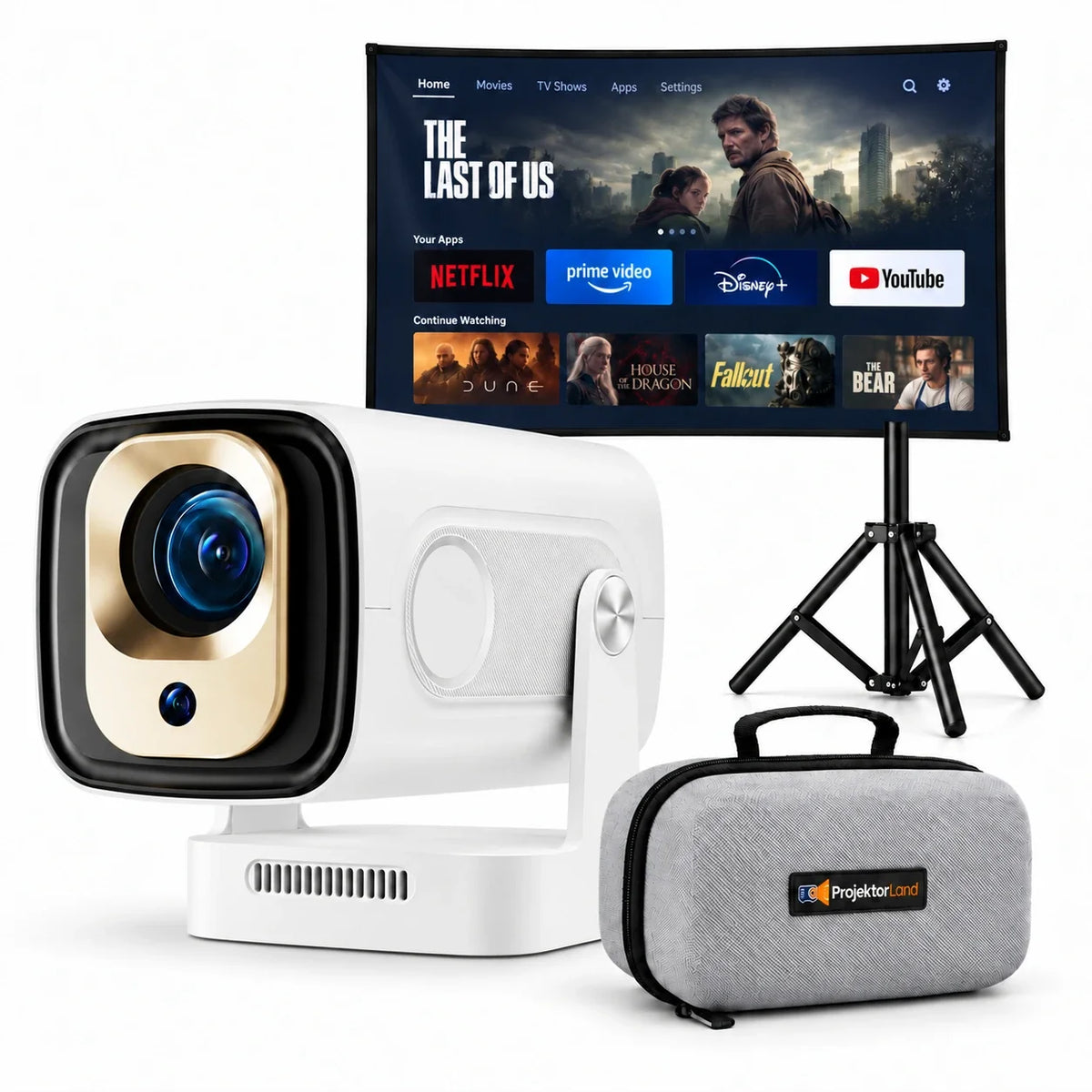 Miniprojektor Projektorland Nova – 260 ANSI-lumen, Full HD 1080p, Android, Wi-Fi 6 och Bluetooth 5.4