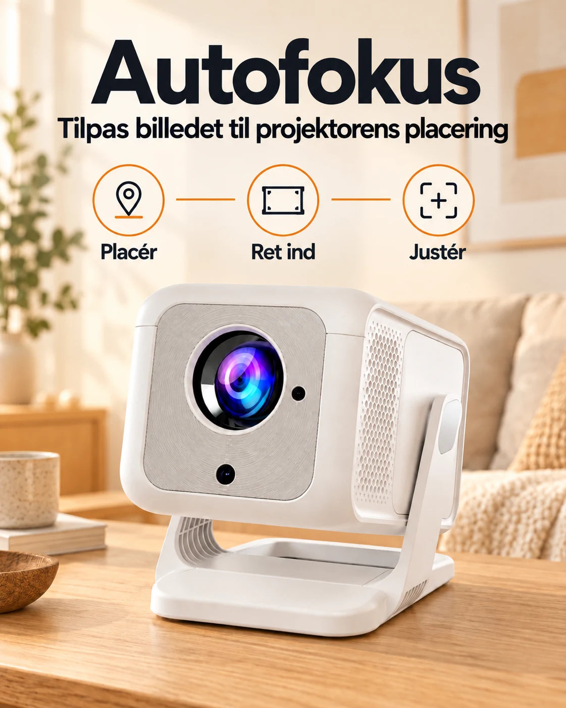 ProjektorLand Nova Plus mini-projektor – 420 ANSI lumen, oprindelig Full HD 1080p, autofokus, Android og Wi-Fi