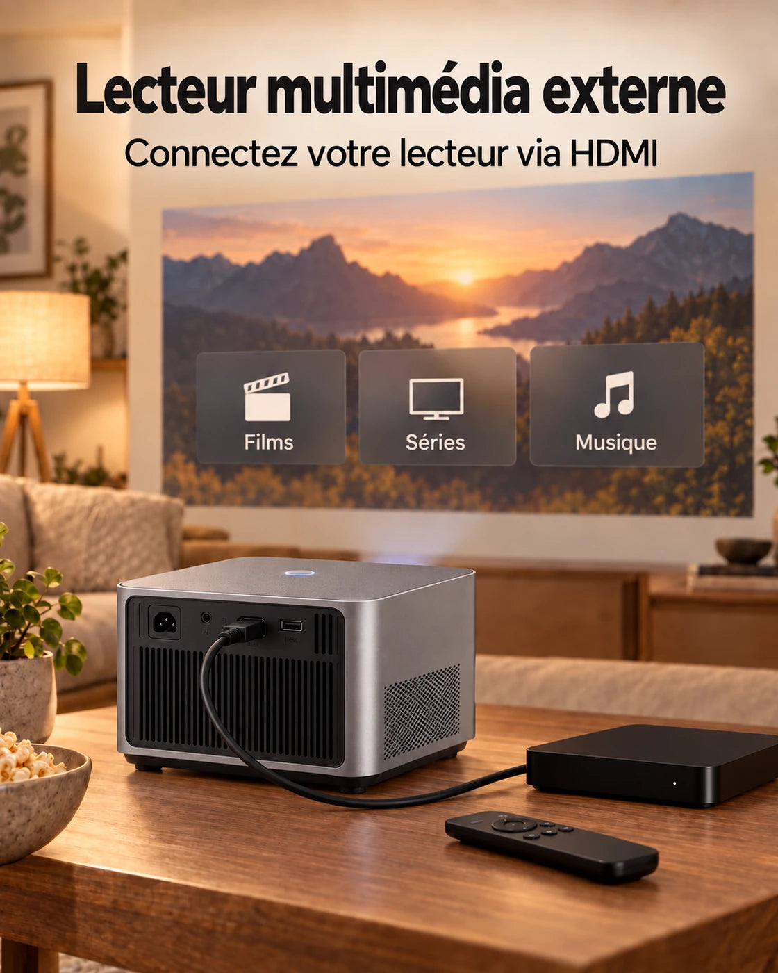 Projektorland Grand Cinema – compatible 4K, Full HD 1080p natif, 580 lumens ANSI, HDMI et USB
