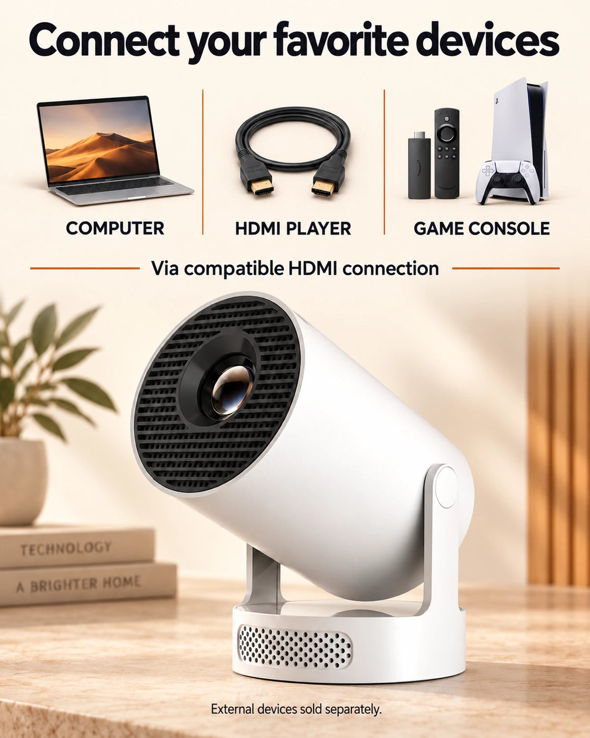 4K Compatible Projector, 330 ANSI Lumens – Luma One, Wi-Fi 6 and Bluetooth 5.0